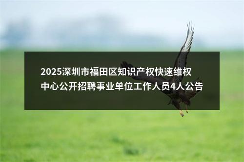 2025深圳市福田区知识产权快速维权中心公开招聘事业单位工作人员4人公告 图片