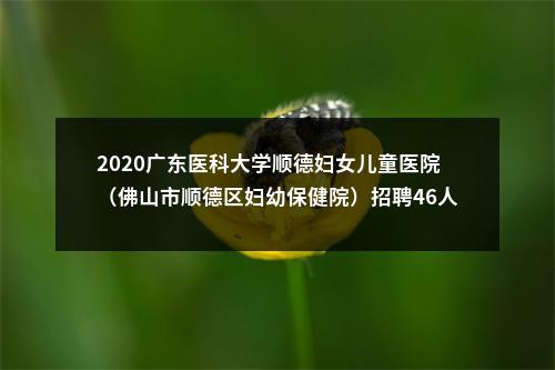 2020广东医科大学顺德妇女儿童医院（佛山市顺德区妇幼保健院）招聘46人公告 图片