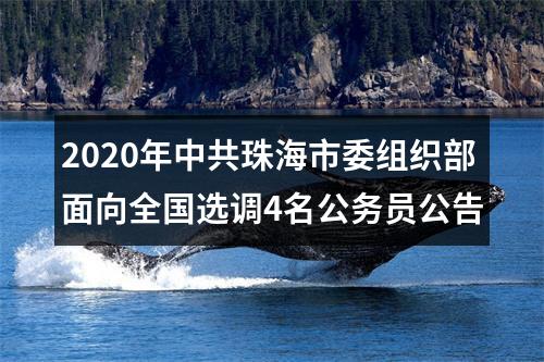 2020年中共珠海市委组织部面向全国选调4名公务员公告 图片